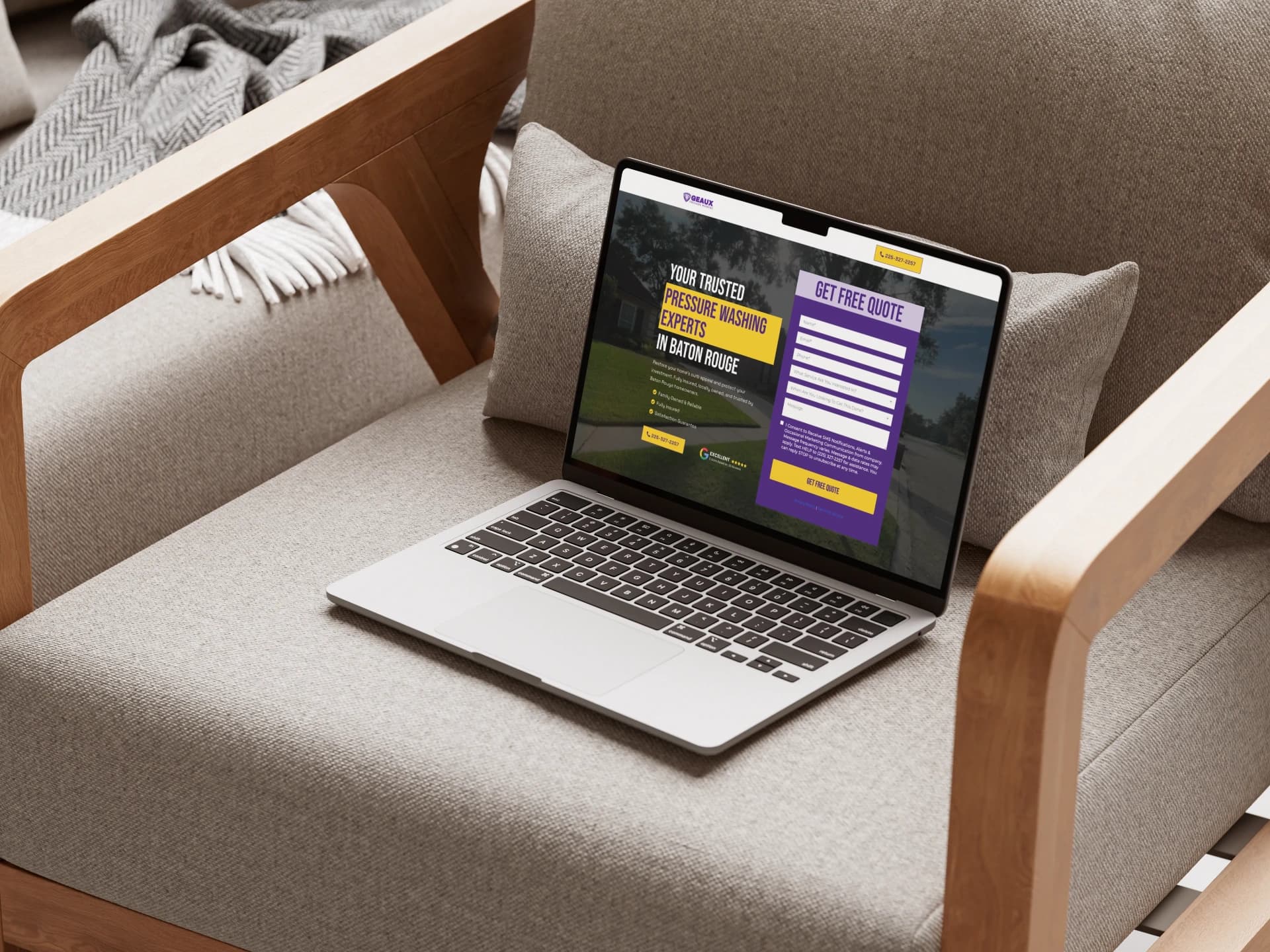 Geaux Pressure Washing website mockup