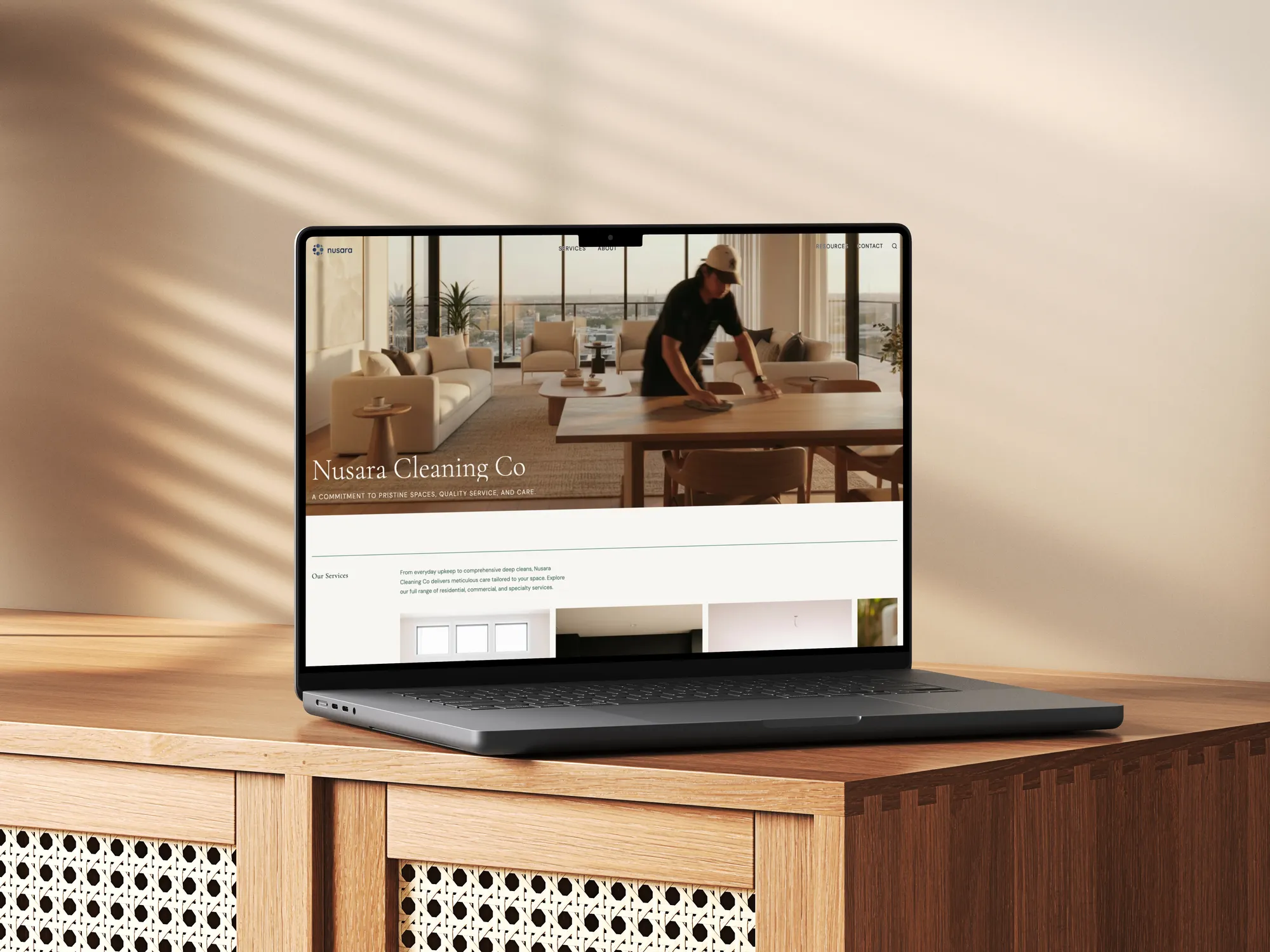 Nusara Cleaning Co website mockup
