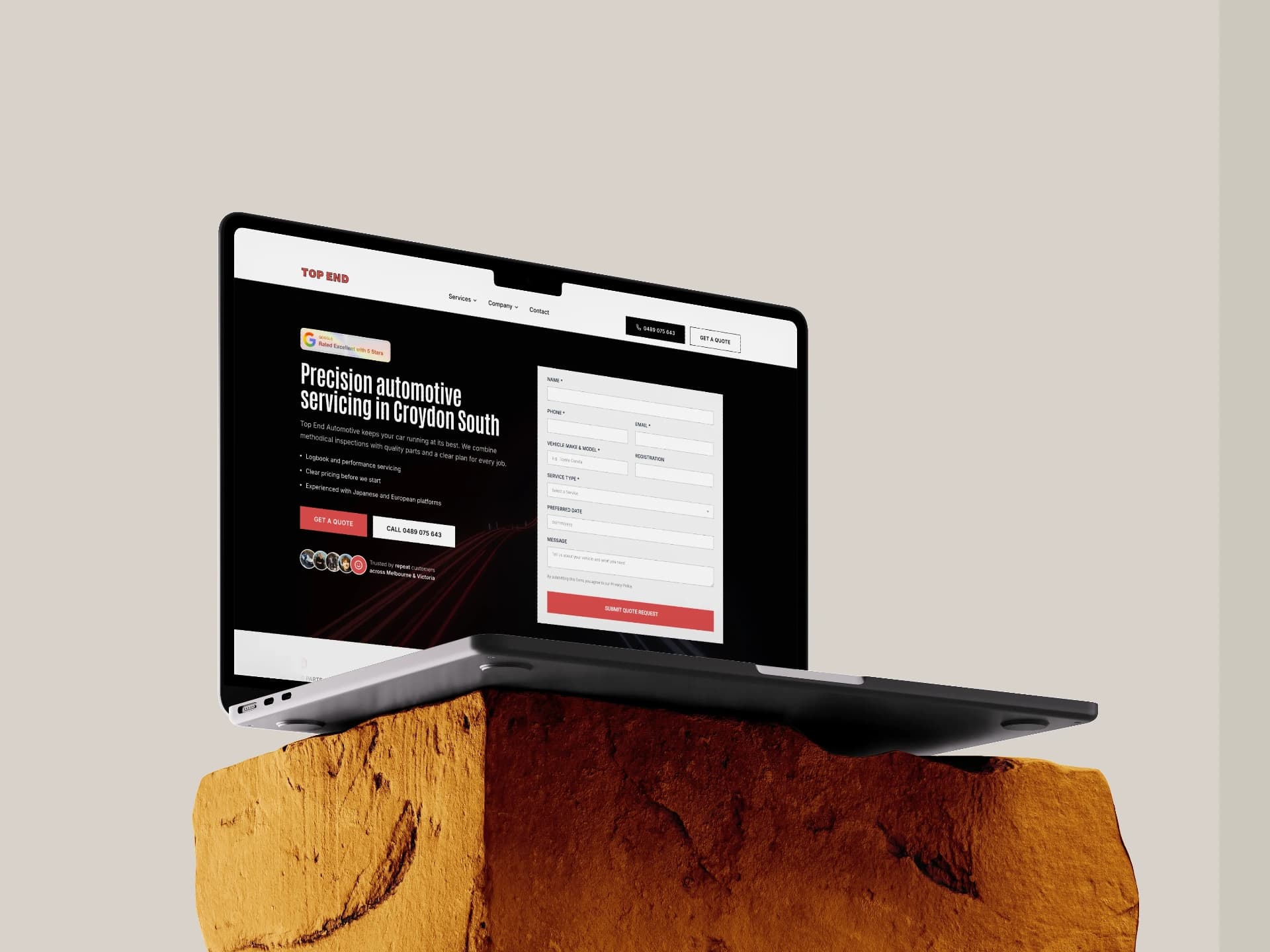 Top End Automotive website mockup